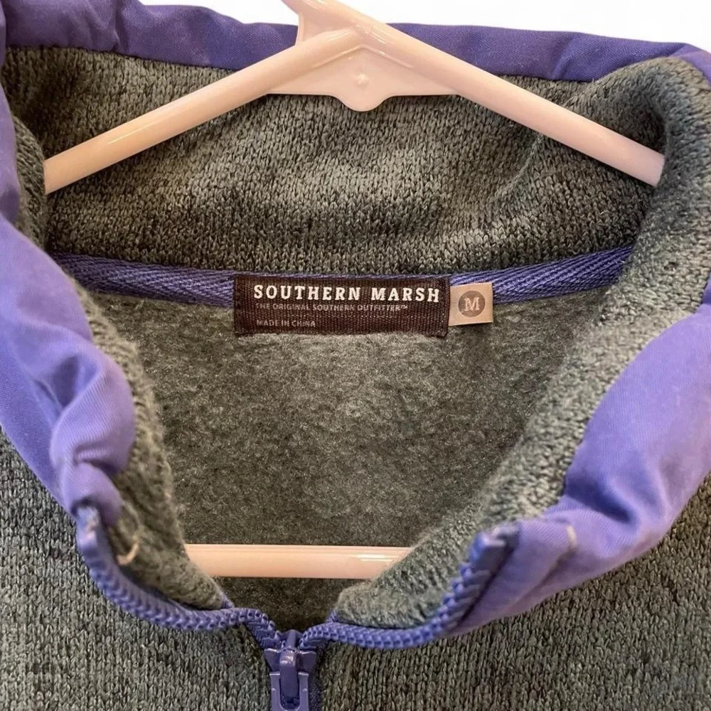 Southern Marsh Gray Fleece Jacket with Purple Trim Size M